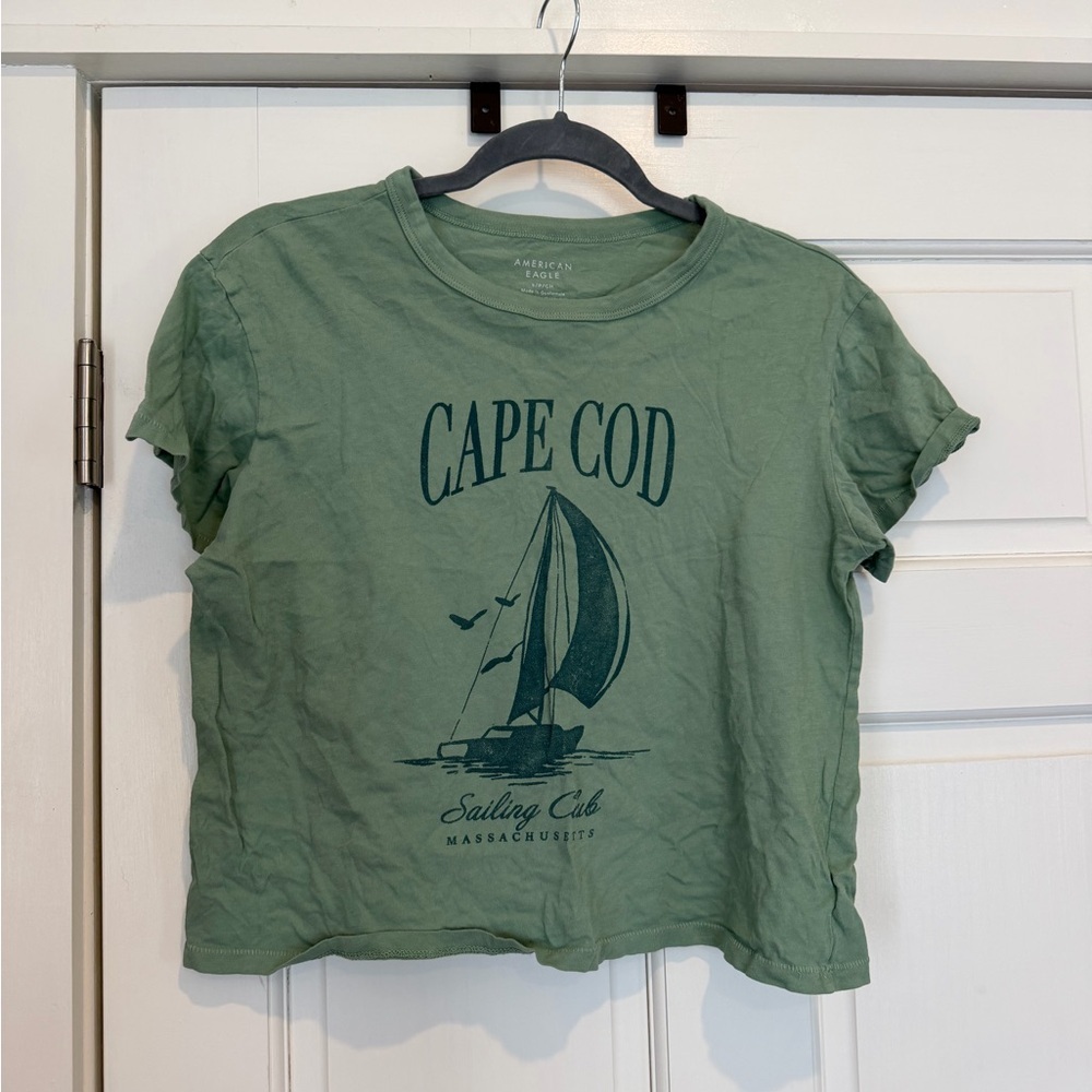 American Eagle Outfitters Olive Green Cape Cod Sail Graphic Tee